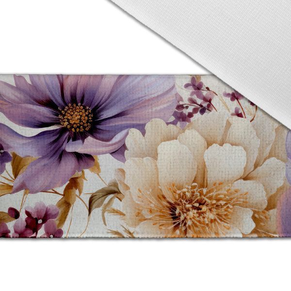Anyag fürdőruhára és fitnesz ruházatra UV védelemmel lila virágok Vilma