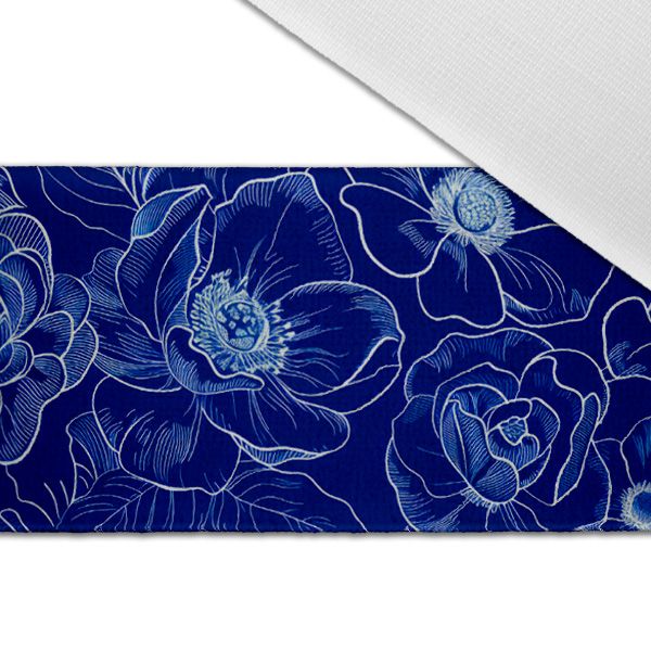 Közepes félmatt szatén, elasztikus Kékfestő jellegű imitáció - virágok