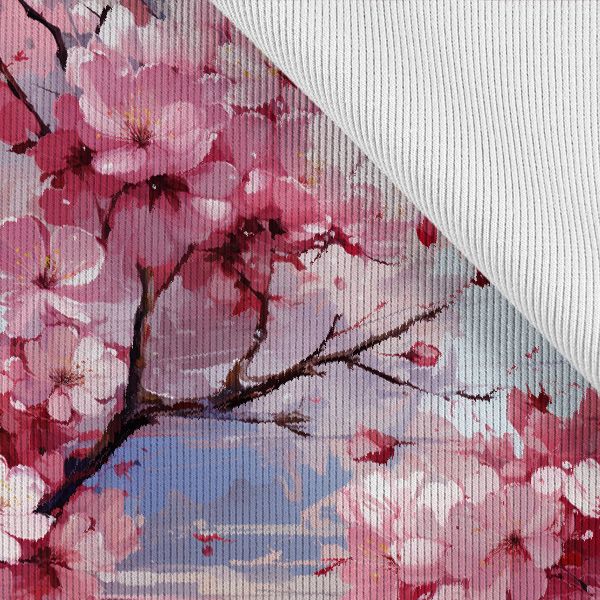 Funkcionális jersey anyag pólóra cseresznyevirág