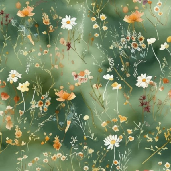 Téli softshel anyag mini virágok sötétzöld Victoria