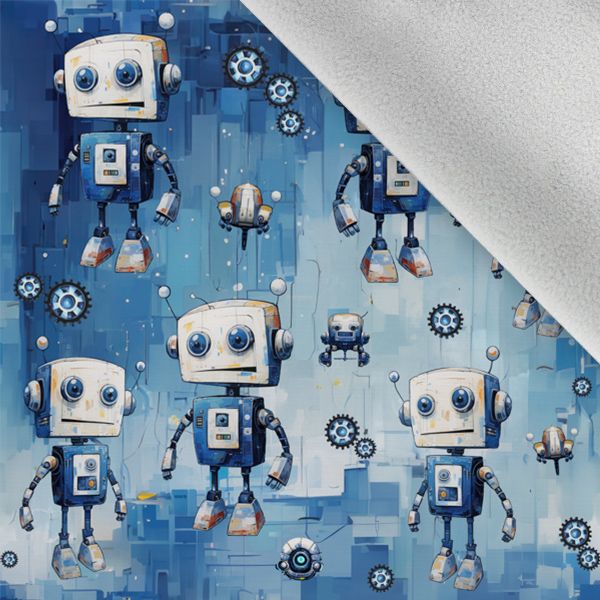 Panel babazsákra vízálló poliészterből 155x120 kék robotok
