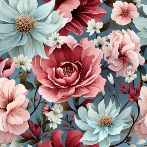 Funkcionális termo fésült jersey romantikus virágok Talli