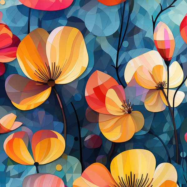 Tavaszi softshell prémium geometrikus virágok Meryl