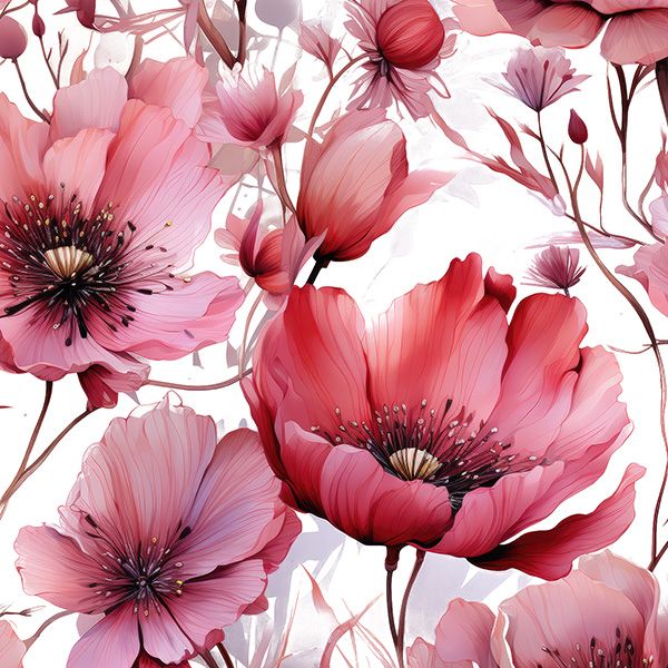 Viszkóz vászon 150cm virágok Rózsaszín szépség