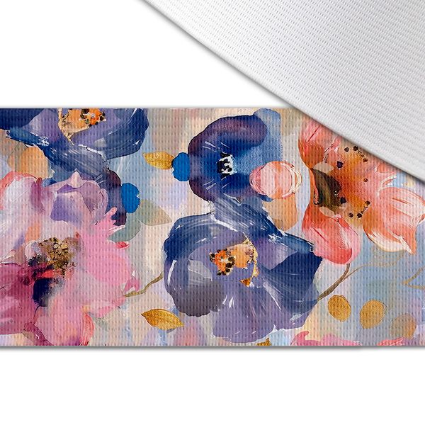 Elasztikus műselyem/ silky anyag tavaszi virágok festett pasztell