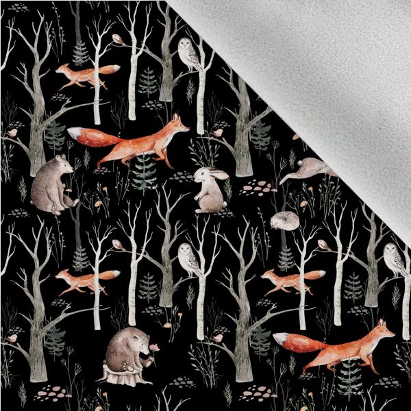 PUL pelus panel állatkölykök az erdőben fekete