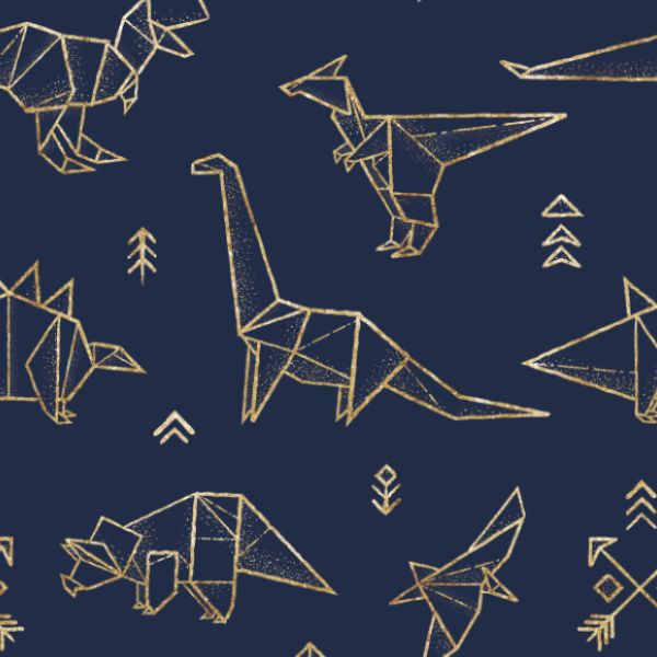 Panel szabásmintával softshell nadrágra geometrikus dinoszauruszok 134-es méret