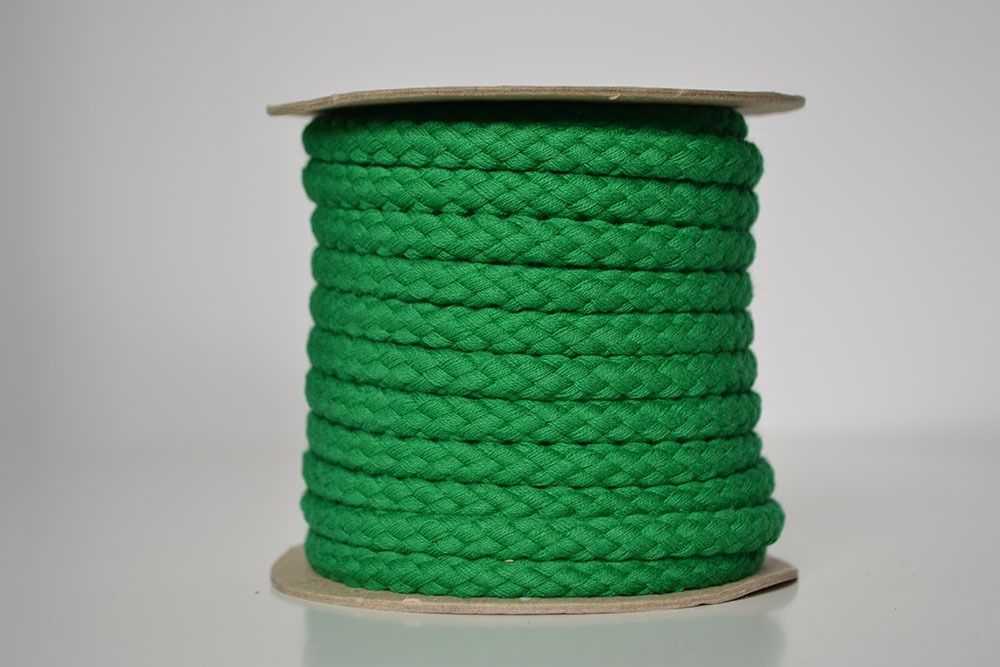 Kötött pamutzsinór -  fűzöld színű 1 cm prémium