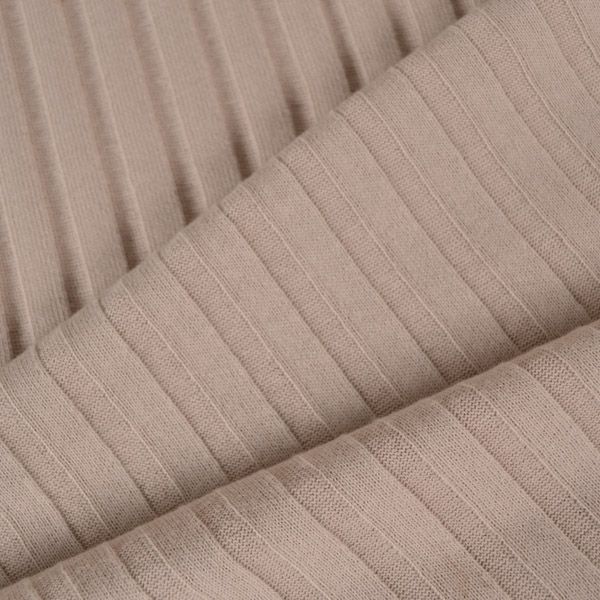 Bordás kötött anyag (pulóver anyag) 100% pamut  - bézs színű 