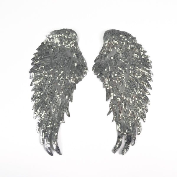 Felvasalható folt flitteres szárnyak 33,5 cm ezüst