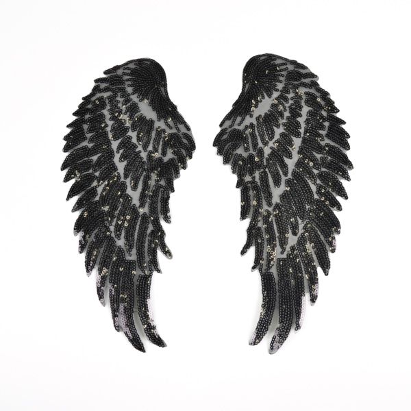 Felvasalható folt flitteres szárnyak 33,5 cm fekete
