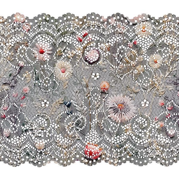 Panel szabásmintával prémium pamutból női körszoknyához réti virágok Antonia hímzés utánzat szürke