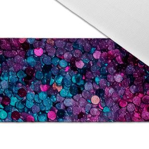 Nyomtatott dizájnos bársony gumiszalag 4cm - magenta és türkiz glitteres nyomtatás imitáció