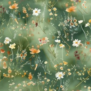 Lyocell vászon mini virágok sötétzöld Victoria