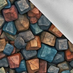 Téli softshel anyag 3D-s színes kövek