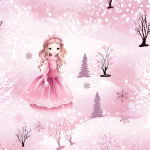 Fleece anyag 220g hercegnő rózsaszínű erdőben