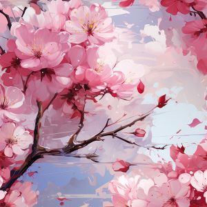 Dizájnos műbőr cseresznyevirág mintával
