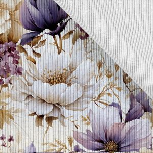 Konfekciós bordás jersey Takoy lila virágok Vilma