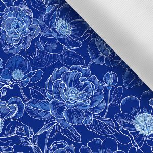Nyári rugalmas softshell kékfestő jellegű imitáció - virágok
