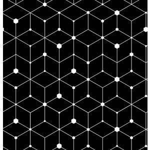 Újrahasznosított poliészter fürdőruha anyag Molec geometriai minta fekete