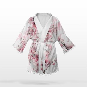 2. Osztály - Panel szabásmintával S-es méret sifon/silky kimonó sakura virágok