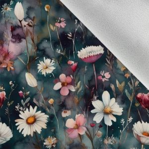 Maradék - Téli softshel anyag akvarell margaréták Diana