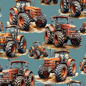 Maradék - Jersey anyag Milano piros traktor 150cm