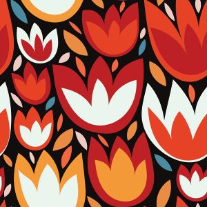 Funkcionális termo fésült jersey piros tulipánok