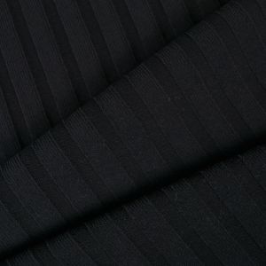 Bordás kötött anyag (pulóver anyag) 100% pamut  - fekete színű 