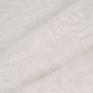 Glitteres anyag estélyi ruhához fehér levelek mintával