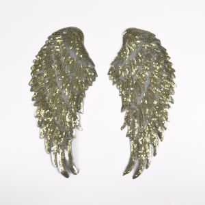 Felvasalható folt  flitteres szárnyak 27 cm arany