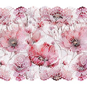 Elasztikus csipke 15 cm virágok Rózsaszín szépség