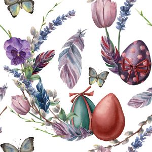 Poliészter gabardin / Rongo húsvét - virágok